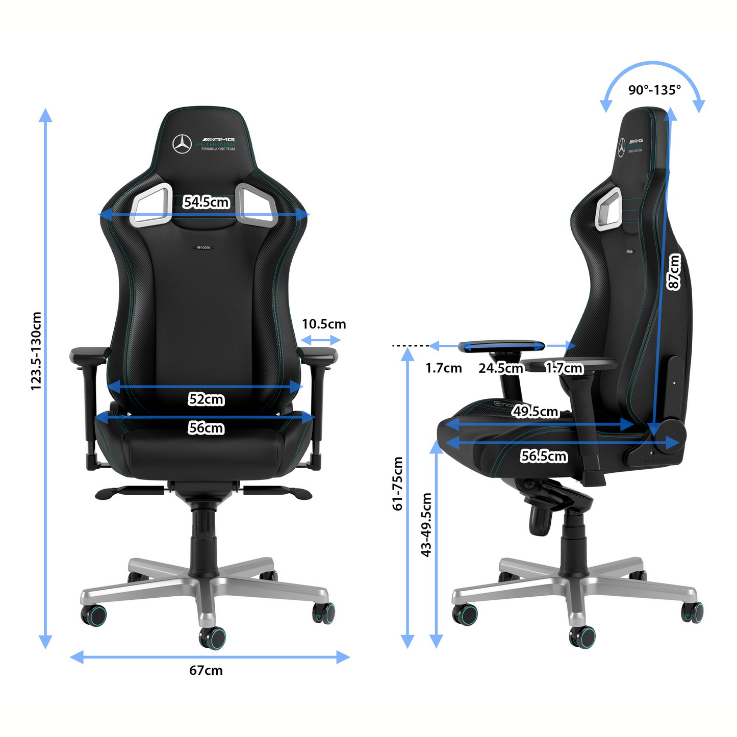 Noblechairs「EPIC Mercedes-AMG Petronas F1 Team」人體工學高背電競椅